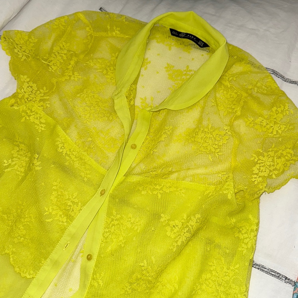 Zara collection medium lace yellow blouse
